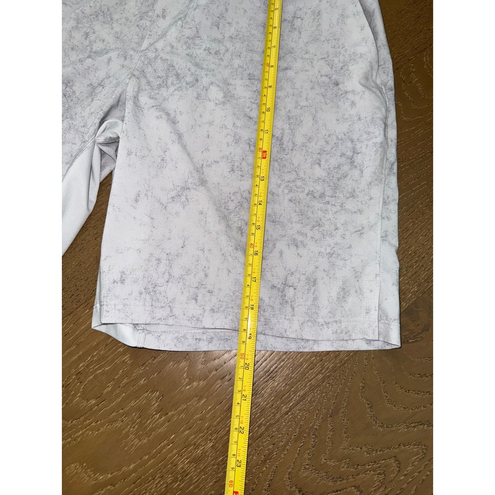 Lululemon Pace Breaker Shorts Mens Large White Grey Marble Print Athletic Run - Picture 7 of 9